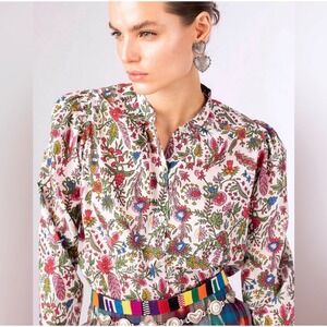 Alix Of Bohemia Annabel Laurel Shirt Button Down Blouse S Cotton Floral Boho